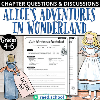 Preview of Alice's Adventures in Wonderland: Chapter Questions & Discussions (Grades 4-6)