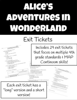 Preview of Alice's Adventures in Wonderland Exit Tickets 