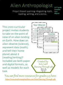 Preview of Alien Anthropologist Science, Math, Reading, Writing PBL/ Distance Learning