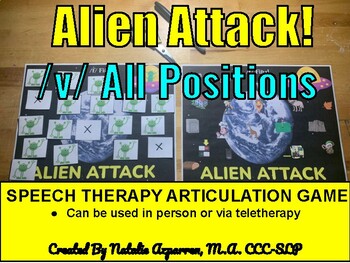 Preview of Alien Attack Speech Therapy Game Activity V All Word Positions with Pictures