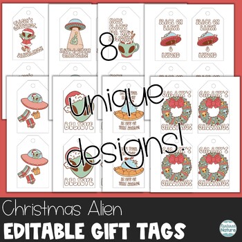 Alien Christmas Gift Tags - Editable Treat Tags - Personalized Gifts for  Students