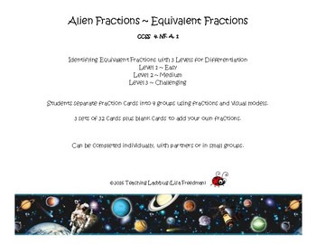 Preview of Alien Fractions - Finding Equivalent Fractions  4.NF.A.1