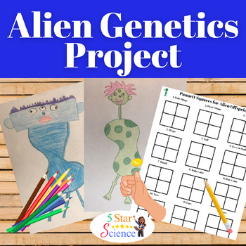 Preview of Alien Genetics Project, Mendelian Genetics, Punnett Squares, Science Lab, STEAM