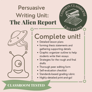 Preview of UPDATED! Alien Report: A complete persuasive writing unit (printable & editable)