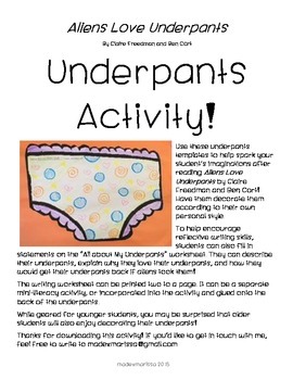 Preview of Aliens Love Underpants: Underpants Activity