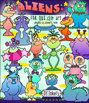 Preview of Alien Clip Art for Kids and Outer Space Fun by DJ Inkers