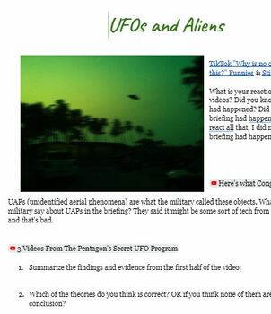 Preview of Aliens! Supplemental Activity, Engagement Activity, Current Events