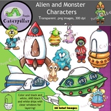 Aliens and Monsters Clip Art Characters and Border