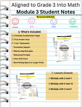 Preview of Aligned to GRADE 3 Into Math Module 3 Student Notes For All 3 Lessons