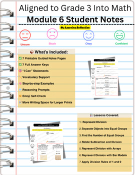 Preview of Aligned to GRADE 3 Into Math Module 6 Student Notes For All 7 Lessons