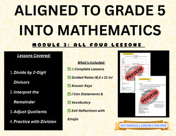 Preview of Aligned to GRADE 5 Into Math Module 3 Student Notes For All 4 Lessons