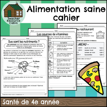 Preview of Alimentation saine cahier (Grade 4 FRENCH Health Ontario)