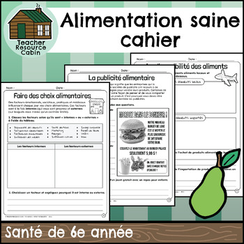 Preview of Alimentation saine cahier (Grade 6 FRENCH Health Ontario)