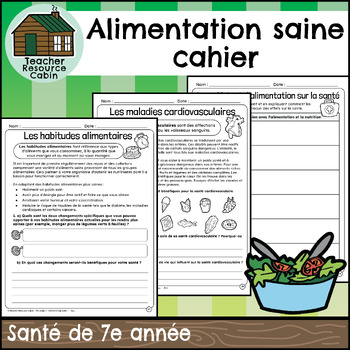 Preview of Alimentation saine cahier (Grade 7 FRENCH Ontario Health 2019)