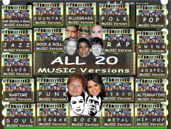 Preview of All 20 Music Genre Family Feuds - fun, engaging review games