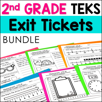 Preview of Math Exit Tickets - 2nd Grade- TEKS Standards Exit Slips Bundle
