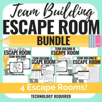Preview of All 4 Team Building Escape Rooms - BUNDLE - ANY Content