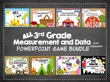 Preview of All 3rd Grade Measurement and Data PPT Games Bundle: CCSS 3.MD.1-8 Standards