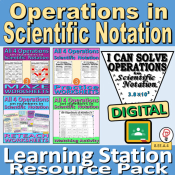 Preview of All 4 Operations on Numbers in Scientific Notation - 8.EE.A4 - DIGITAL BUNDLE