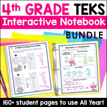 Preview of Math Interactive Notebook 4th Grade - TEKS Bundle