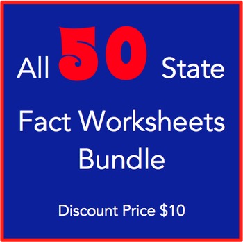 Preview of All 50 States Fact Worksheets Bundle: Elementary Version