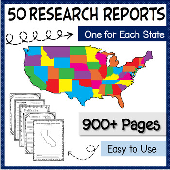 Preview of All 50 States Research Report Project Templates  English Writing Complete