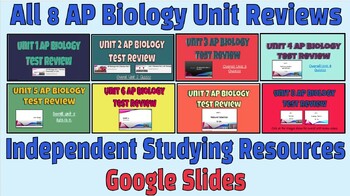 Preview of All 8 AP Biology Units AP Test Review Google Slides