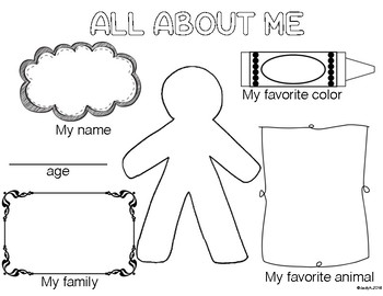 Preview of All ABout Me Fact Page- Preschool, Kindergarten, 1st grade