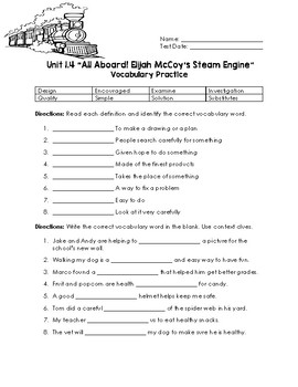 All Aboard! Elijah McCoy's Steam Engine Comprehension Questions--Wonders  Reading