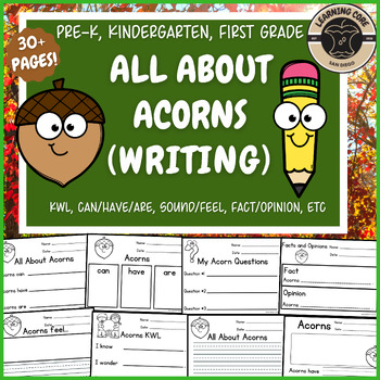 Preview of All About Acorns Writing Fall PreK Kindergarten First Grade TK UTK