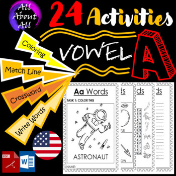 Preview of All About Activities with vowel A {AAA}- Distance Learning PDF DOC
