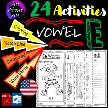 Preview of All About Activities with vowel E {AllAboutAll} {AAA} DOC PDF