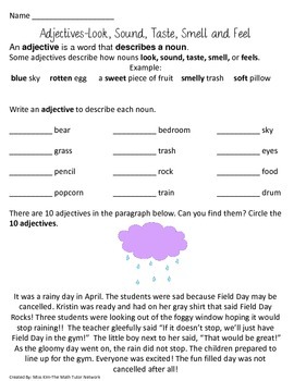 All About Adjectives-2nd Grade by Miss Kim-The Math Tutor Network