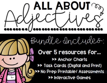 Preview of Distance Learning: Adjectives BUNDLE Unit Resource