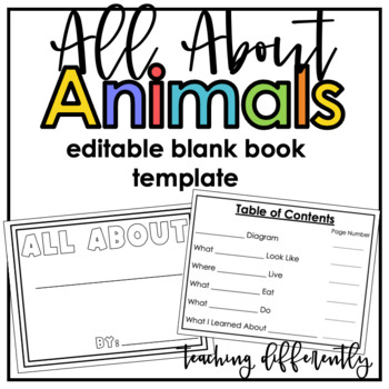 Preview of All About Animals Blank Book Template {Editable}