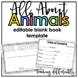 All About Animals Blank Book Template {Editable}