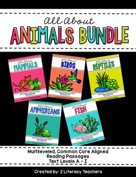 Preview of All About Animals: CCSS Aligned Leveled Reading Passages and Activities BUNDLE
