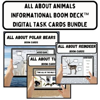 Preview of All About Animals Informational Boom Deck™ Digital Task Cards BUNDLE