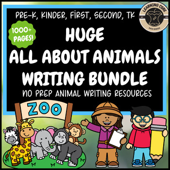 Preview of All About Animals Writing Bundle Animal Research PreK Kindergarten First TK UTK
