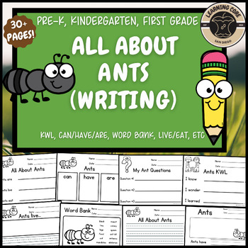 Preview of All About Ants Writing Ant Unit PreK Kindergarten First TK Spring Nonfiction Ant