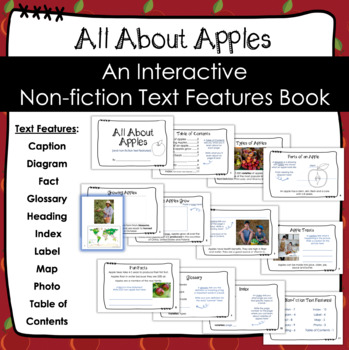 Preview of All About Apples Interactive Non Fiction Text Features Book