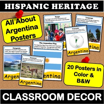 Preview of All About Argentina Posters | Hispanic Heritage Classroom Decor Spanish Language