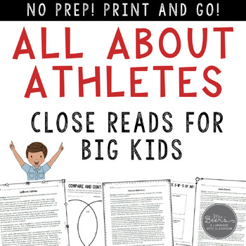 Preview of All About Athletes Close Reads for BIG KIDS: Informational Text for Grades 4-8