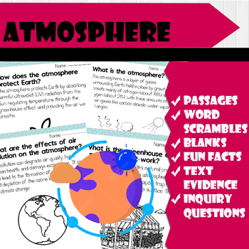 Preview of All About Atmosphere | Science Reading Comprehensions, and Worksheets