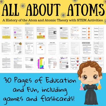 Preview of History of the Atom Lesson with Flashcards, Online Game Access, and Memory Games