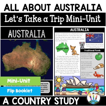 Preview of Australia Informational Reading Passages Activities Worksheets Map & Flip Book