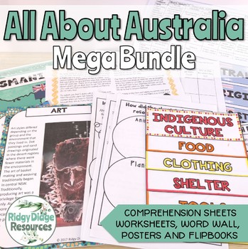 Preview of All About Australia Worksheets, Fact Sheets, Flipbooks, Quiz