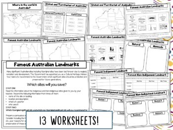 australian geography and landmarks worksheets by ridgy