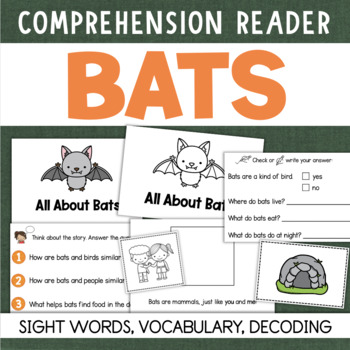 Preview of All About BATS Nonfiction Passage Easy Reader Bat Cut & Paste Vocabulary Cards