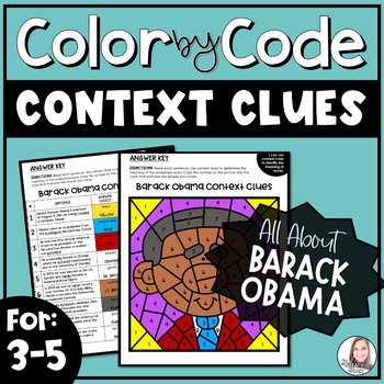 Preview of All About Barack Obama Context Clues Color by Number Activity